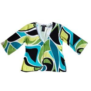 Style & Co. Silk Blend Swirl Print Cardigan- Sz. SP